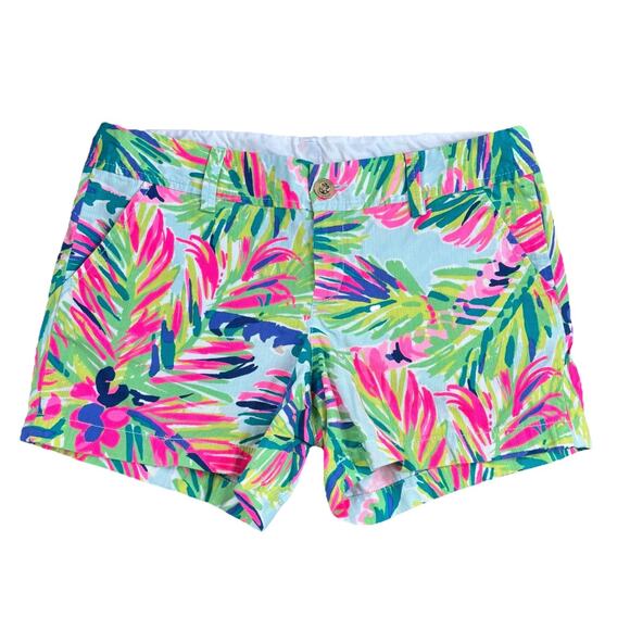 Lilly Pulitzer Callahan Short Size 10 Island Time Floral Neon Palm Print 4" - Picture 1 of 8